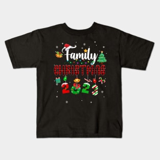 Family Christmas 2023 Matching Red Plaid Squad Santa Elf Kids T-Shirt